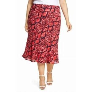 Gibson Women's Small Hot Summer Nights Roselyn Pink Snake Print Midi Skirt Lined